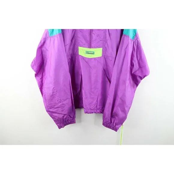 Vintage 80s Columbia Mens XL Distressed Spell Out Color Block Windbreaker Jacket - Picture 3 of 12